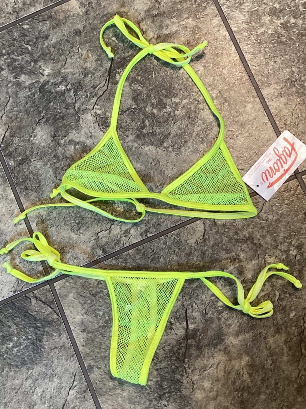 Mesh bright neon green lingerie